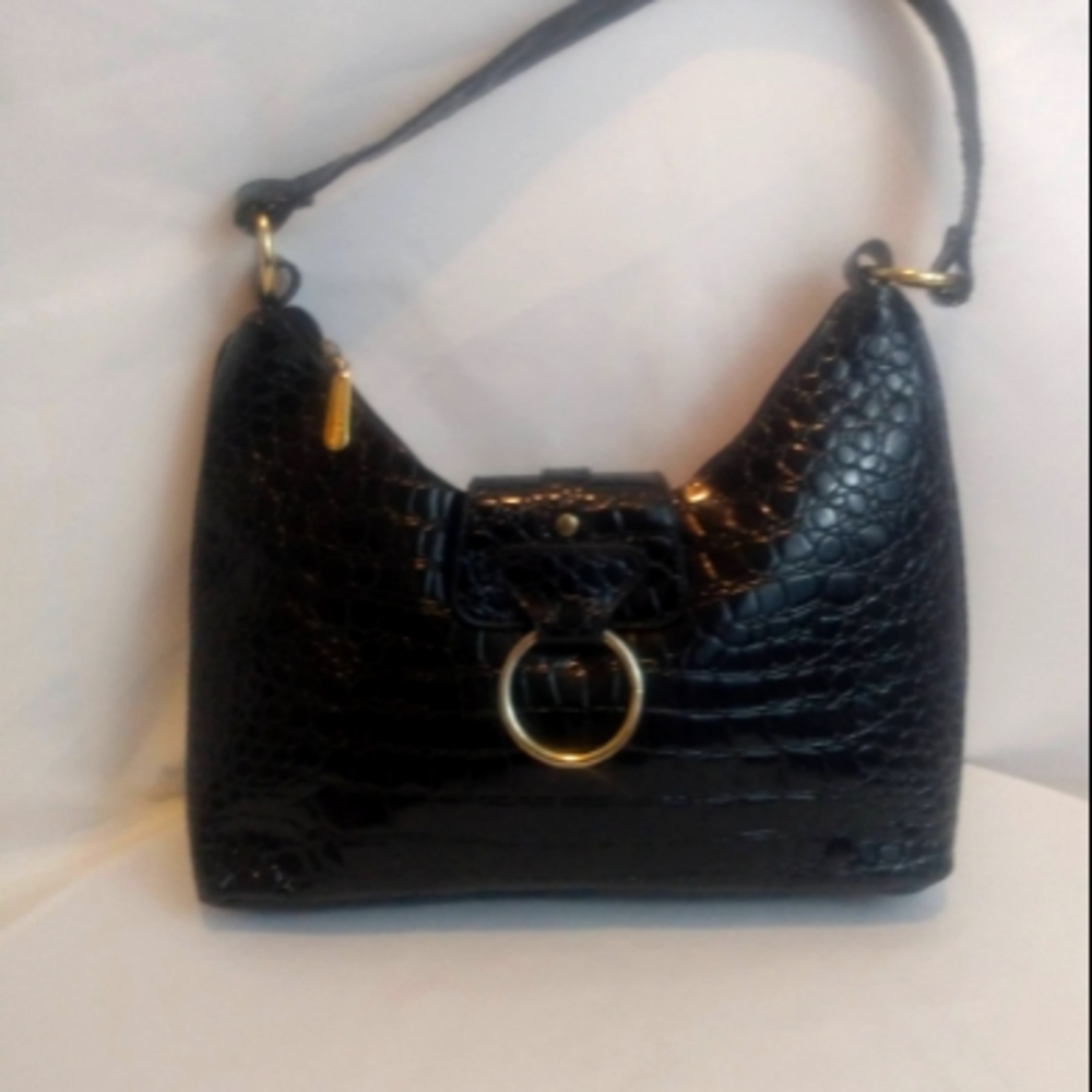 Veccehi Italy Black Croc Leather Purse
